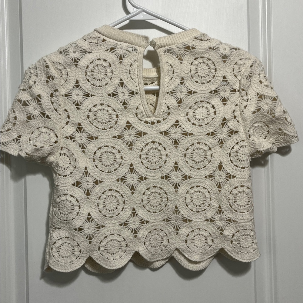Abercrombie & Fitch White Crochet Crop Top - Picture 4 of 6